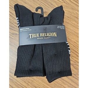 True Religion Crew Socks Men's 8 Pair Sock Size 10-13 Shoe Size 8-12 NEW Cushion